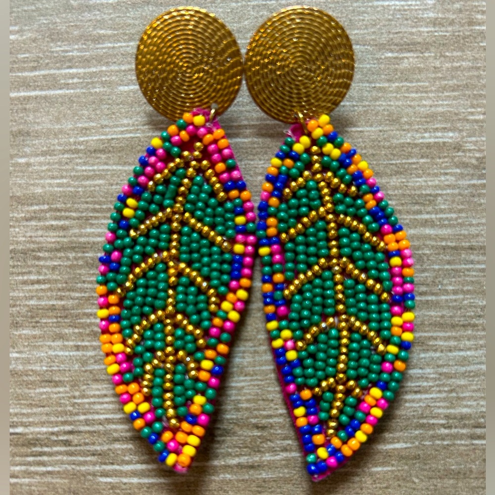 Beaded leaf earrings from a small boutique in Naples, Fl.
